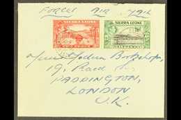 1949 (Sept) "Forces Air Mail" Envelope To London, Bearing ½d And 2d Tied By Fine Garrison Mail Cds's. For More Images, P - Sierra Leone (...-1960)