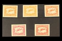 1929 1s Airmail IMPERFORATE COLOUR TRIALS Printed On The Back Of Obsolete Government Land Charts - The Complete Set Of F - Non Classificati