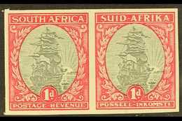 1933-38 1d Grey & Carmine Ship, IMPERFORATE PAIR (wmk Inverted), SG 56a, Never Hinged Mint. Very Fine. For More Images,  - Non Classificati