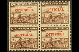 OFFICIAL 1951-2 1½d TRANSPOSED OVERPRINTS In A Block Of Four, SG O25a, Top Pair Lightly Hinged, Lower Pair Never Hinged  - Africa Del Sud-Ovest (1923-1990)
