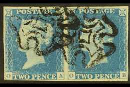 1840 2d Pale Blue 'OA - OB' Plate 1 PAIR, The 'OA' Shows Shifted Transfer At Top, SG 6 (Spec DS6d+DS6), Very Fine With 4 - Sonstige & Ohne Zuordnung