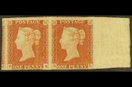 1841 1d Red- Brown 'RK - RL' PAIR (SG 8) Mint Large Part OG With 4 Large Margins Including Full Sheet Selvage At Right.  - Altri & Non Classificati