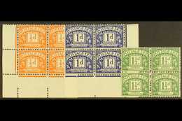 POSTAGE DUES 1955-7 ½d Orange, 1d Violet-blue & 1½d Green, Wmk Mult St Edward's Crown & E2 Sideways In Blocks Of Four, S - Sonstige & Ohne Zuordnung