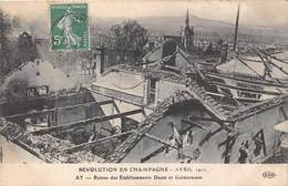 51-AY-EN-CHAMPAGNE- AVRIL 1911, RUINES DES ETABLISSEMENT DEUTZ ET GELDERMANN - Ay En Champagne