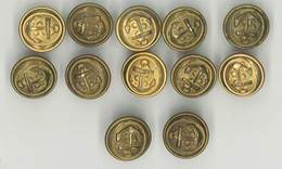 Lot 12 Boutons Militaires, Ancre De Marine, 21 Mms - Buttons