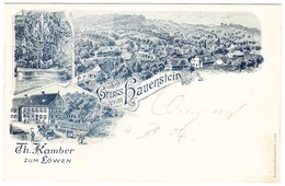 1904 Lithokarte Gruss Vom Hauenstein Th. Kamber Zum Löwen; Gelaufen  Läufelfingen Nach Tägerig, Seltener Kastenstempel - Sonstige & Ohne Zuordnung