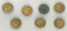 Lot 7 Boutons Militaires, Marine, Ancre, 21 Mms - Botones