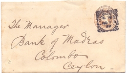Grande Bretagne Entier Lettre De Londre Pour Colombo Ceylon - Stamped Stationery, Airletters & Aerogrammes