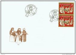 FDC 81 SLOVAQUIE 1995 Mi 242 Yv 203 Noël Christmas Scène De La Nativité En Feuilles De Maïs - FDC