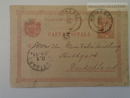 D161082  Romania Postal Stationery  -1895  Moinesci Moinesti -Stuttgart - Cartas & Documentos