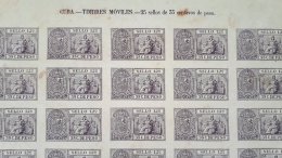 SG557 CUBA SPAIN ESPAÑA. 1898. 35c SELLO 12. REVENUE TAX COMPLETE SHEET OF 25. - Impuestos