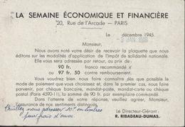 Entier Ceres Mazelin 1.5 Lilas Rose Repiquage La Semaine économique Et Financière 3 1 46 Paris 123 - Cartes Postales Repiquages (avant 1995)