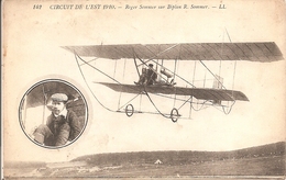 Aviation : Circuit De L' Est 1910 -  Riger Sommer Sur Biplan R.Sommer Réf 4741 - Aviateurs