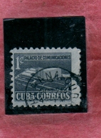 CUBA 1957 POSTAL TAX STAMPS TASSE TAXE COMMUNICATIONS BUILDING PALACIO DE COMUNICACIONES CENT. 1c USATO USED OBLITERE' - Impuestos