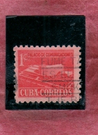 CUBA 1957 POSTAL TAX STAMPS TASSE TAXE COMMUNICATIONS BUILDING PALACIO DE COMUNICACIONES CENT. 1c USATO USED OBLITERE' - Timbres-taxe