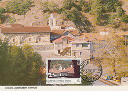 D34778 CARTE MAXIMUM CARD 1989 CYPRUS - KYKKO MONASTERY CP ORGINAL - Abadías Y Monasterios