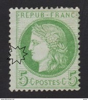 FRANCE Cérès Dentelés 1872:  5c Vert-jaune Sur Azuré  (Y&T 53), Neuf (*), Signé 'Goebel', Bonne Cote - Ohne Zuordnung