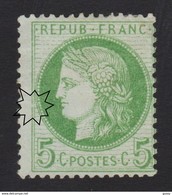 FRANCE Cérès Dentelés 1872:  5c Vert-jaune Sur Azuré  (Y&T 53), Neuf (*), Signé 'Goebel', Bonne Cote - Unclassified