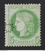 FRANCE Cérès Dentelés 1872:  5c Vert-jaune Sur Azuré  (Y&T 53), Neuf (*), Signé 'Goebel', Bonne Cote - Non Classés