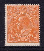 Australia 1923 King George V 1/2d Orange Single Crown Variety 66(8)s MH - Neufs