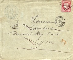 1874- Lettre D'ALEXANDRIE Affr. N° 57 Oblit. G C 5080 Pour Lyon - Briefe U. Dokumente