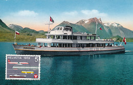 D34813 CARTE MAXIMUM CARD 1959 SWITZERLAND - SHIP ON THUNERSEE CP ORIGINAL - Cartes-Maximum (CM)