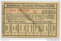 Fahrschein - Strausberg - Strausberger Eisenbahn Aktiengesellschaft - Fahrschein 1. Zone RM 0,10 - Europa