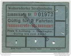 Fahrschein - Woltersdorf - Woltersdorfer Strassenbahn - Sammelkarte - Fahrkarte - Gültig Für 5 Fahrten - Fasanenstrasse - Europa