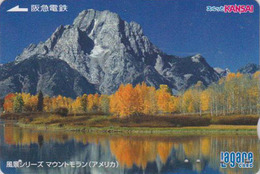 Carte Prépayée JAPON - USA - Montagne - MOUNT MORAN / WYOMING - Mountain JAPAN Kansai Lagare Card - America Site 140 - Montagne