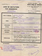 VP12.827 - MILITARIA - LEVALLOIS PERRET 1963 - Avis De Mutation - Soldat J.C HIREL Né à MOUTIERS - Documents