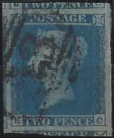 Grande Bretagne  N°4, 2 Penny Bleu Sur Azuré Tous Les Voisins Possibles !!! Marge Maxi LUXE !! - Used Stamps