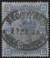 Grande Bretagne N°88, 10 Shilling Bleu/papier Blanc Oblitéré Superbe Signé Calves - Usati