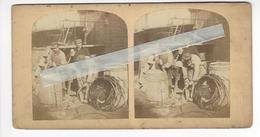 PHOTO STEREO Circa 1865 LA FABRICATION DES TONNEAUX /FREE SHIPPING REGISTERED - Photos Stéréoscopiques