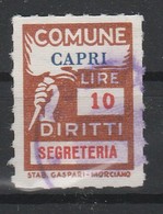 Capri. Marca Municipale Diritti Di Segreteria L. 10 - Other