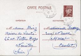 Entier CP 1.2 Pétain Oblitéré Daguin Trace 2 De La Toucheuse CAD St Maur Port Créteil Seine 28 11 42 - Standard Postcards & Stamped On Demand (before 1995)