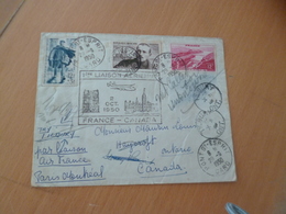 Lettre France Aviation 1er Vol France Canada 02/10/1950 3 TP Anciens En Retour - 1960-.... Storia Postale