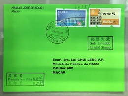 MACAU 2000 INVALID STAMP COVER USED LOCALLY WITH POSTAGE DUE - Covers & Documents