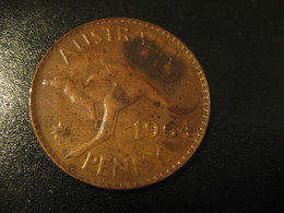 One Penny 1964 QEII AUSTRALIA Coin Kangaroo - Penny