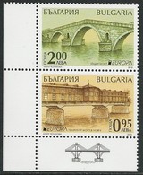 BULGARIA/ BULGARIE/ BULGARIEN -EUROPA 2018 -"PUENTES.- BRIDGES - BRÜCKEN - PONTS" -  SERIE De 2 V + Viñeta Tipo A - 2018