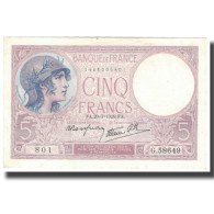 France, 5 Francs, 5 F 1917-1940 ''Violet'', 1939-07-20, SUP, Fayette:4.3, KM:83 - 5 F 1917-1940 ''Violet''