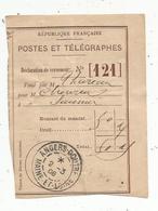 Postes Et Télégraphes , Déclaration De Versement , 1908 , ANGERS DOUTRE , Maine Et Loire , 2 Scans - Unclassified