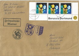 UN Forces 1997 Feldpost 731b Mostar Yugoslavia Bosnia Field Post Peacekeeping Football Borussia Dortmund Military Cover - Militaria
