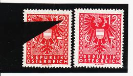 NEU1251 ÖSTERREICH 1945 Michl 703 PLATTENFEHLER Senkrechter FARBSTRICH  Mit VERGLEICHSTÜCK ** Postfrisch SIEHE ABBILDUNG - Errors & Oddities