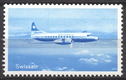 Convair CV–240 Airlinem Airplane SWISSAIR - Switzerland Suisse Label Vignette Cinderella Alps Mountain TOURISM - Avions