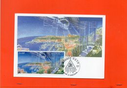 Carte Postale Monaco   MONACO TIMBRE + OBLITERATION 1999 19 FRS  2.89 €  BLEU   TRAIN TRANSPORT - Briefe U. Dokumente