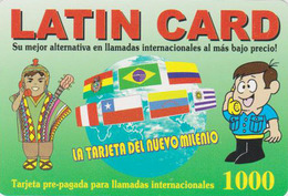 Télécarte Prépayée LATIN CARD - GLOBE & DRAPEAU - MAP & FLAG BRASIL CHILE URUGUAY COLUMBIA Etc -  Prepaid Phonecard - Publicité