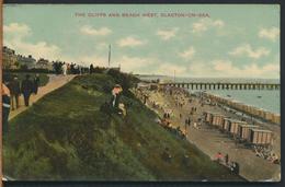 °°° 11698 - UK - THE CLIFFS AND BEACH WEST , CLACTON ON SEA - 1908 With Stamps °°° - Clacton On Sea