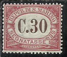 REPUBBLICA DI SAN MARINO 1924 SEGNATASSE POSTAGE DUE TASSE TAXE CENT. 30c MNH BEN CENTRATO - Segnatasse