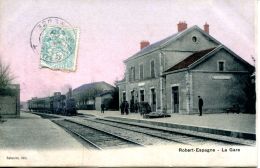 N°64419 -cpa Robert Espagne -la Gare- - Gares - Avec Trains