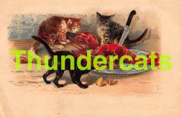 CPA LITHO CHAT CHATS CAT CATS LOBSTER HOMARD ( PLI D'ANGLE - CORNER CREASE ) - Katzen